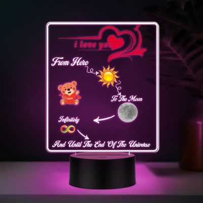 Couples Led Night Lamp Gift Item for Wedding, Anniversary, Birthday & Valentine's Day Romantic Gift for Couples Multicolored Light (I Love You)